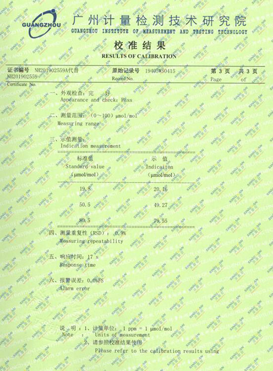氟化氫氣體檢測儀計量校準(zhǔn)報告