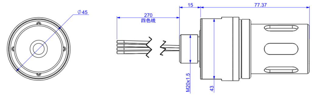 集成點(diǎn)式激光甲烷傳感探頭尺寸圖